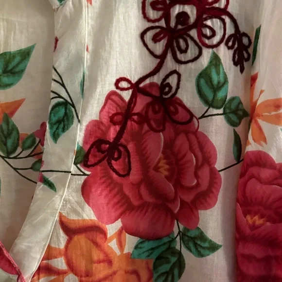 Chic connection- blouse-embroidered Floral 100% cotton -made in India - Picture 4 of 10